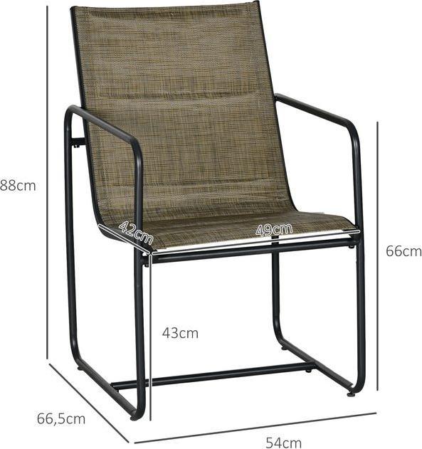 Produktbild Swisshandel24 Gartenstühle 2er-Set, Gartensessel Set mit Armlehne, Mesh, Stahl, Braun, 54x66,5x88cm