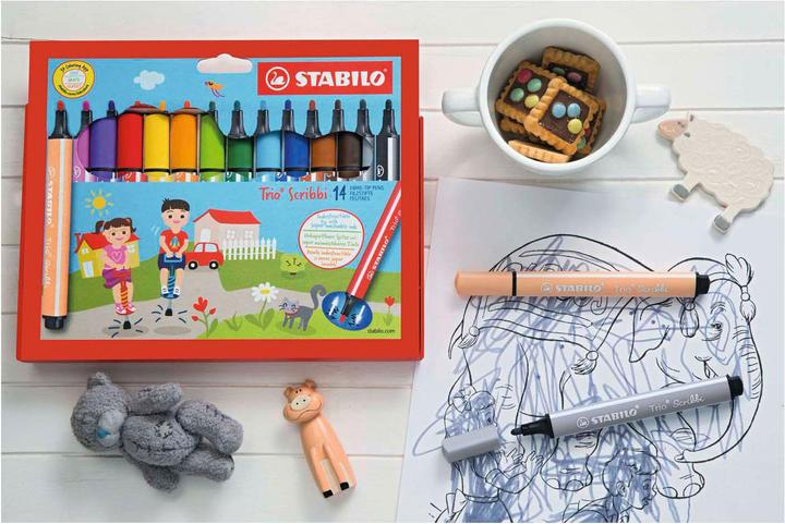 Image du produit STABILO Trio Scribbi Stylo feutre triangulaire à ressort (Multicolore, 14 x)