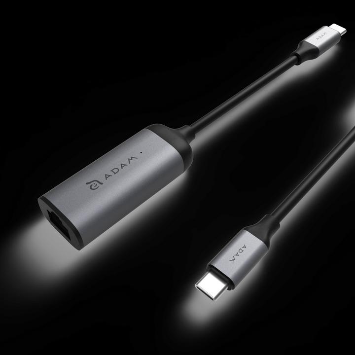 Produktbild Adam Elements CASA e1 - USB-C Ethernet Adapter, grey (USB-C, RJ45 (1x))