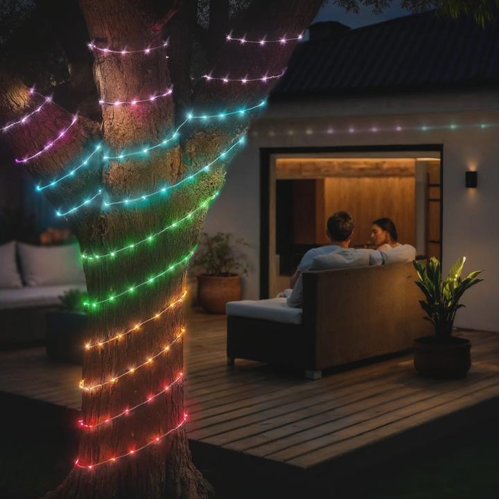 Produktbild Hama Smarte LED-Lichterkette, WLAN, Farbwechsel, dimmbar, aussen, IP44, 10m, Bunt (1 m)