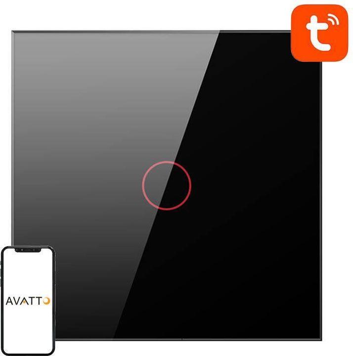 Immagine prodotto Avatto Interruttore luminoso intelligente WiFi UE-T02-EU-B1 a 1 via TUYA (nero)