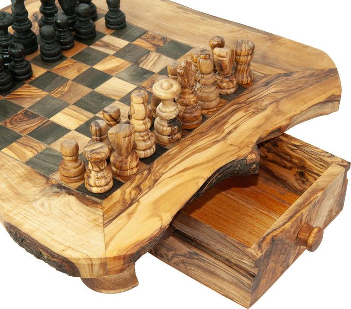 Immagine prodotto Natura Punto Scacchiera con pezzi, 100% legno d'ulivo con cassetto
