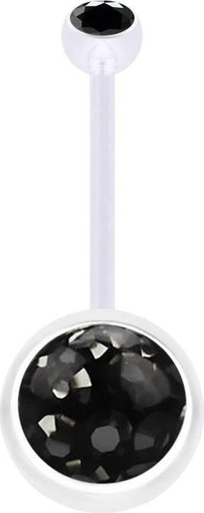 Immagine prodotto Star Piercing Banana trasparente con cristallo a sfera nero e strato protettivo epossidico di cristallo a sfera (Bioflex, senza ottone)
