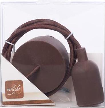 Actual product image Vellight Design Pendant Light With Textile Cable - Brown (E27)