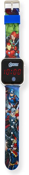 Produktbild Accutime LED-Kinderuhr Avengers (blau), Digitaluhr mit LED-Anzeige für Uhrzeit und Datum, Weiches... (Digitaluhr, 38 mm)