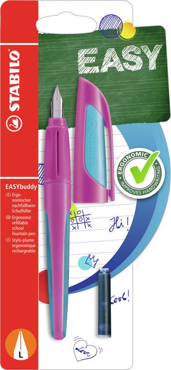 Produktbild STABILO EASYbuddy FRESH EDITION Schulfüller mit Linkshänder-Feder (Pink, Hellblau, 1 x)