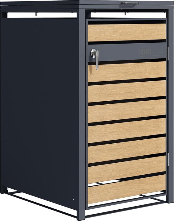 Axi Lucas Mülltonnenbox Metall Anthrazit/Holzoptik 1x 240L