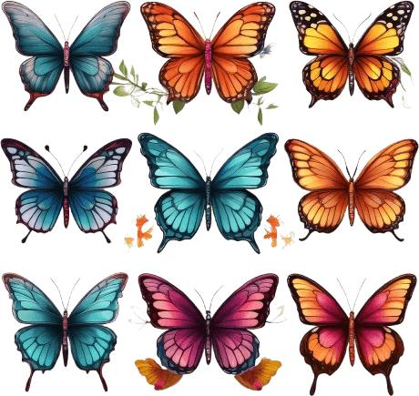 CreaDiva Butterflies iron-on decals set (6 x)