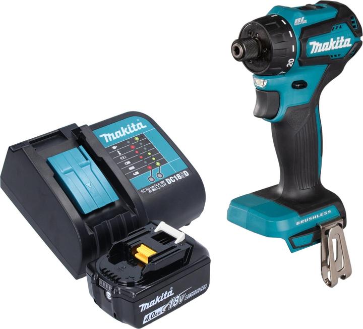 Productafbeelding Makita DDF 083 SM1 Accuboormachine 18 V 40 Nm 1/4" borstelloos + 1x oplaadbare accu 4.0 Ah + lader