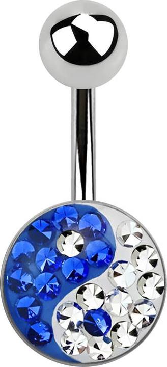 Star Piercing Banane silber mit Yin Yang blau (ohne Messing, Chirurgenstahl 316L)