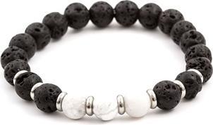 Produktbild Beneto Beaded bracelet made of lava stone and howlite MINK52 - Length: 19 cm (L) (19 cm, Lava Stein, Howit)