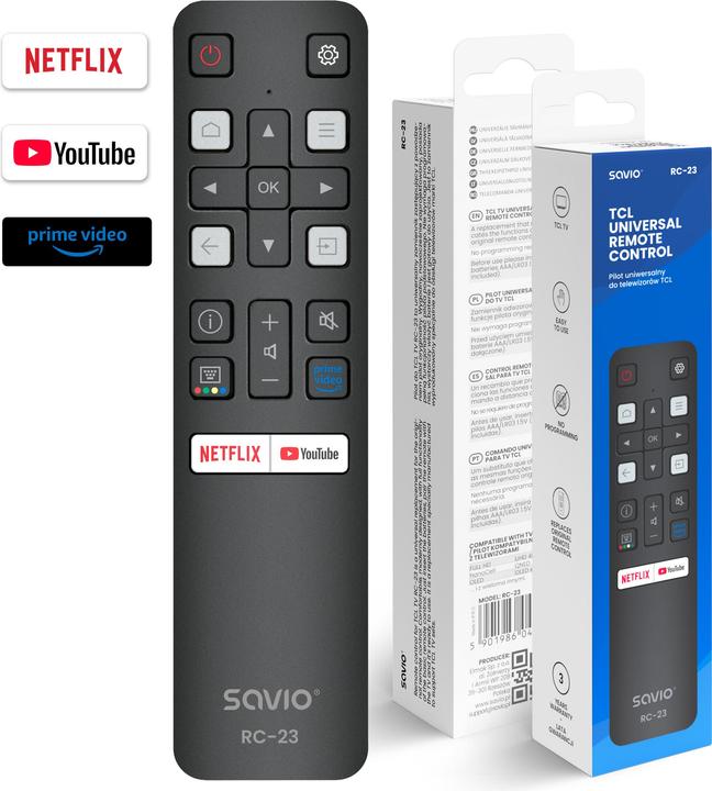 Produktbild Savio RC-23 Universelle / Ersatz-Fernbedienung für TCL-Fernseher (Universal Fernbedienung, Infrarot)