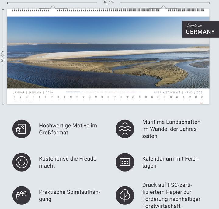 Produktbild Meerlandschaft Kalender 2026 - Hans Jessel (Harter Einband, Deutsch)