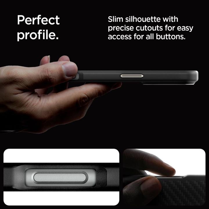 Actual product image Spigen Enzo Aramid Mag Magsafe case for iPhone 16 Pro Max 6,9" black/natural (Apple iPhone 16 Pro Max)