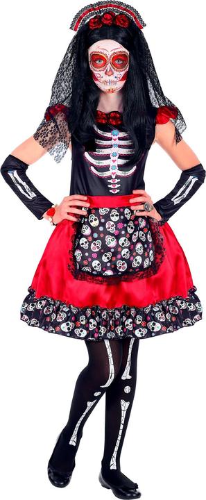 Produktbild Widmann MUJER DIA DE LOS MUERTOS (Kleid, Armstulpen, Haarreif mit Schleier), 116 cm / 4-5 Years (110)