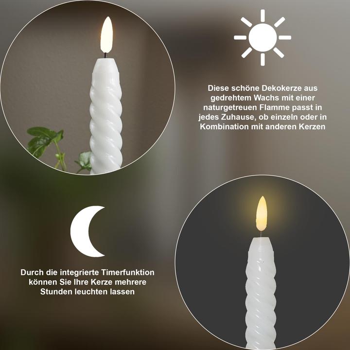 Immagine prodotto Star Trading Candele LED con funzione timer | Candele a LED bianche | Candele a LED con fiamma tremo (4 x)