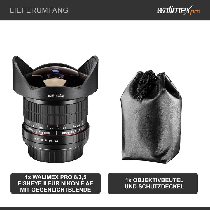 Actual product image Walimex pro Per lens 8mm, f/3.5 II Fisheye, Nikon (Nikon F, APS-C / DX)