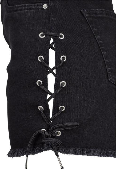 Actual product image Urban Classics Ladies Highwaist Denim Lace Up Shorts - 2202 (32)