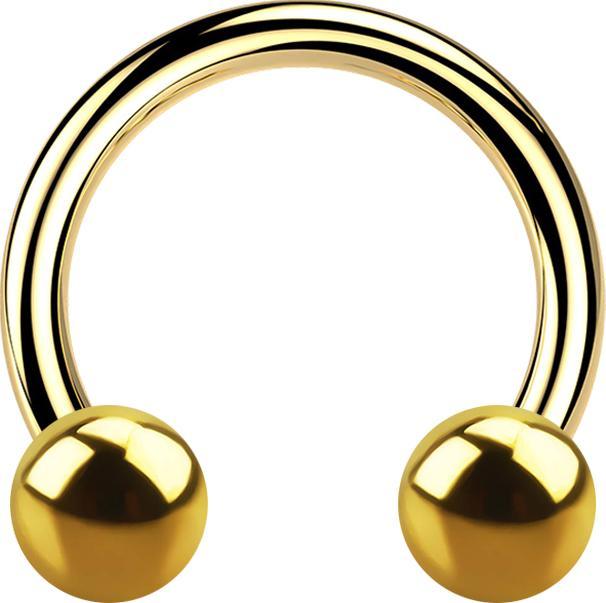 Image du produit Star Piercing Micro Barbell circulaire plaqué or avec deux boules (Titane G23, sans laiton)