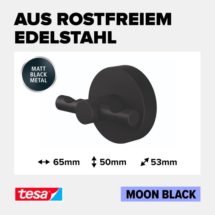 Actual product image tesa MOON BLACK Mantelhaken inkl. Klebelösung ohne Bohren