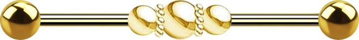 Star Piercing Barbell vergoldet zwei Kugeln drei Kugeln mit Kugelband (Chirurgenstahl 316L)