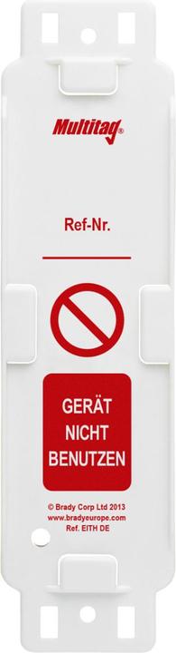 Produktbild Brady Scafftag®, MUL-DE-EITH-A, Multitag Halter, Polycarbonat, Rot auf Weiss, 210 x 55 mm, Beschriftung: G