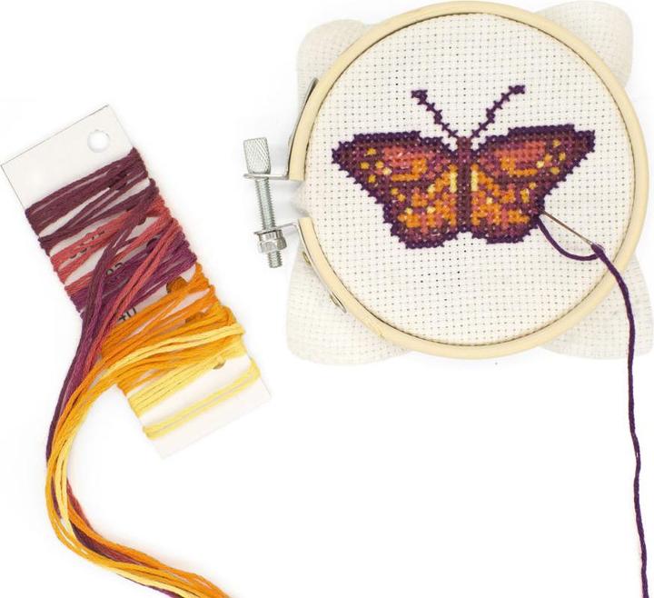 Kikkerland Mini Cross Stitch Embroidery Kit - Butterfly