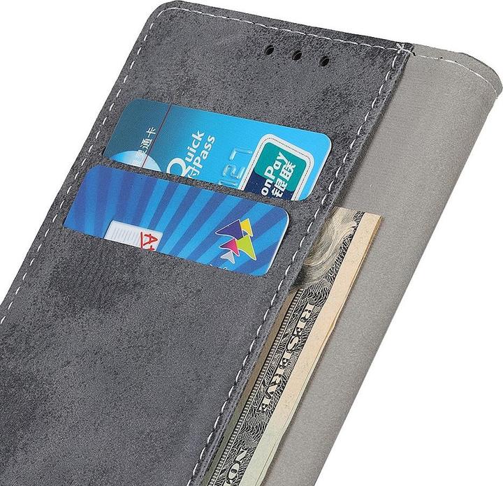 Produktbild Cover-Discount Galaxy A71 - Vintage Etui Wildleder Optik grau