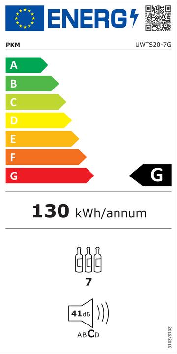 Energie-Label Wolkenstein PKM Weintemperierschrank Unterbau UWTS20-7G