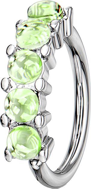 Star Piercing Micro Piercing Ring silber fünf Epoxidsteinen grün (Chirurgenstahl 316L, ohne Messing)