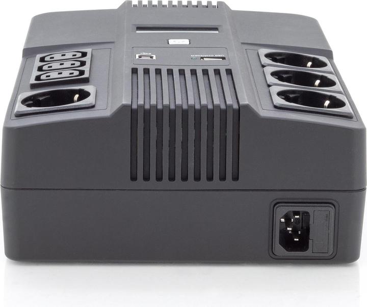 Actual product image Digitus All-in-One UPS, 600VA/360W, LED x1, 4x CEE 7/7,3x IEC C13, USB (600 VA, 360 W, Line-interactive UPS)