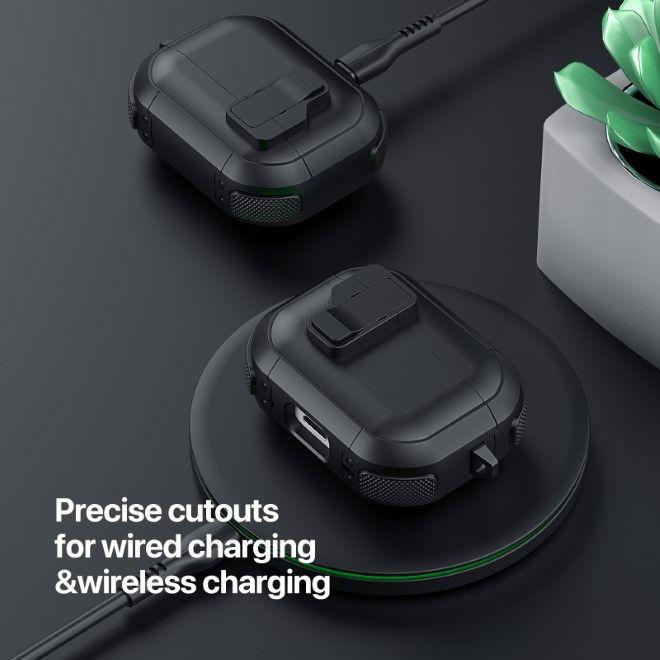 Actual product image Dux Ducis Headphone case - AirPods 4 PECP Series PC+TPU Cover with Hook Black (Charging case cover)