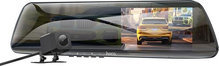 Actual product image Hoco Dash + Rear Camera DV4 Mirror, 4.5inch LCD, Black (Built-in display, Wi-Fi, GPS receiver, Bluetooth)