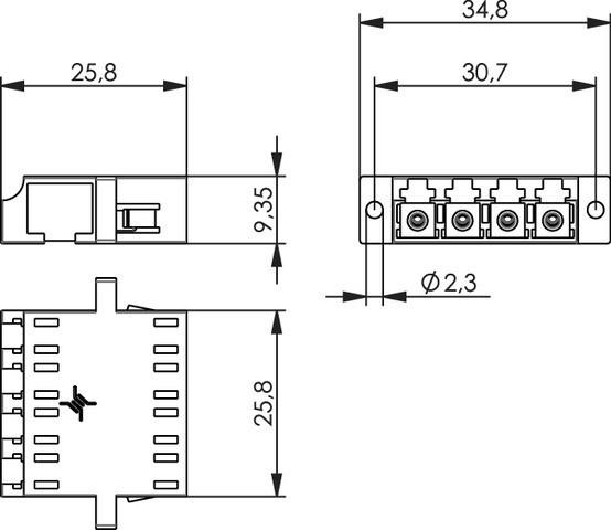 Actual product image Telegärtner ceramic sleeve Multimode and Singlemode LC Quad Adaptor
