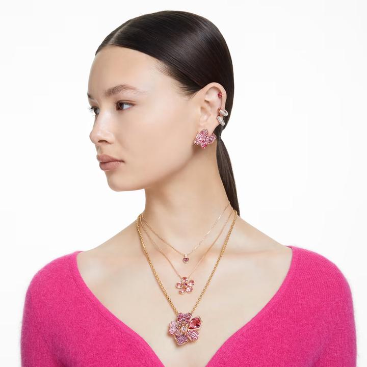 Produktbild Swarovski Florere Halskette Anhänger und Brosche Pavé Blume Rosa Gold (Metall)