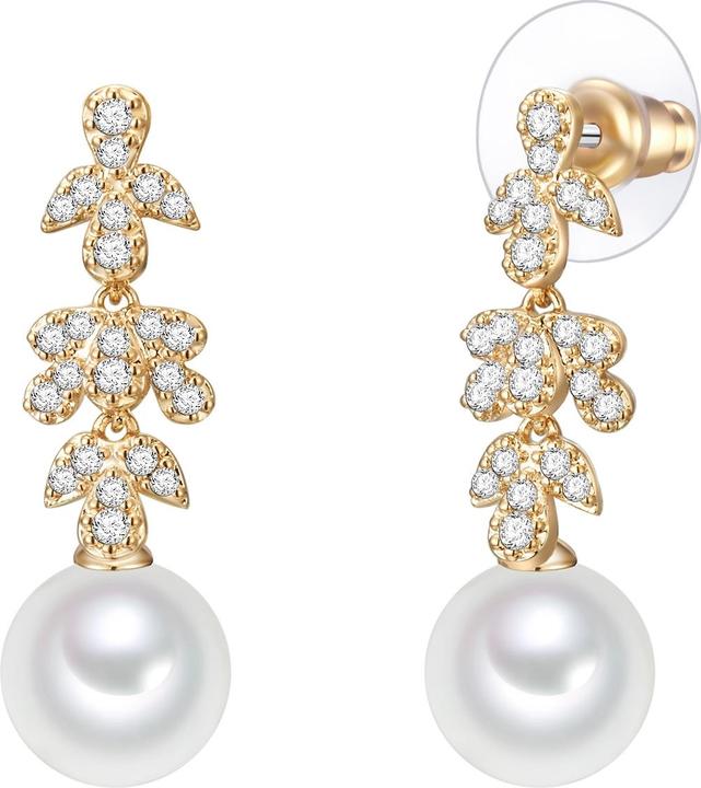 Lulu & Jane Damen Messing Zirkonia Muschelkernperle gelbgold - 29627 (Messing)