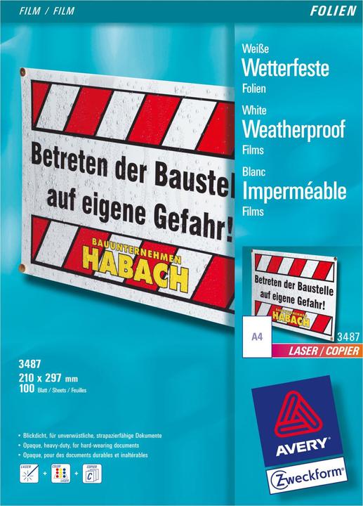Avery 3487 Folien (120 g/m², 1 x)