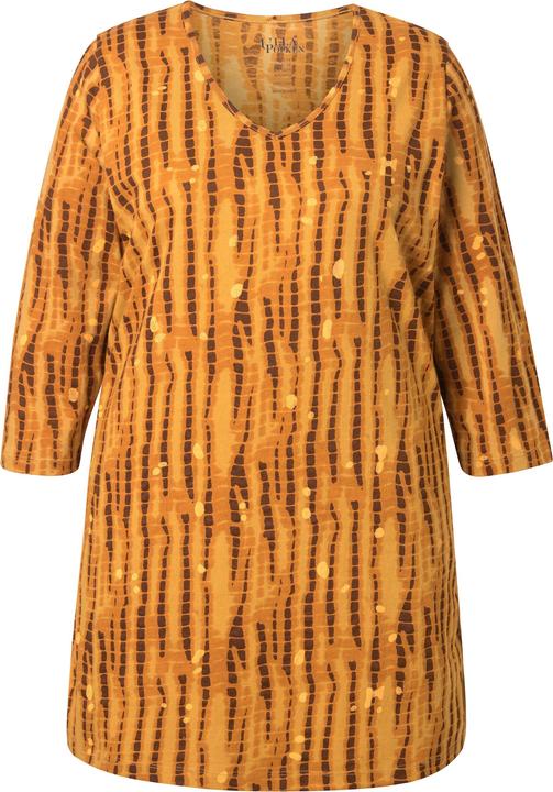 Produktbild Ulla Popken Longshirt, Batikmuster, A-Linie, V-Ausschnitt, 3/4-Arm (50, 52)