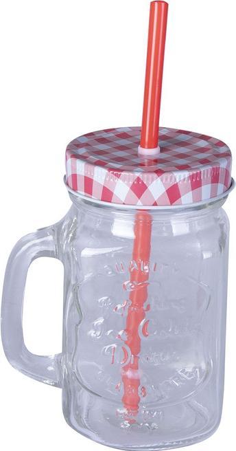 Produktbild MICA Living Trinkglas mit Deckel und Trinkhalm - 450 ml - 1 Stück (0.45 l)