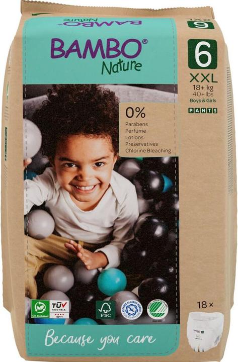 Actual product image Bambo Baby diapers, pants, eco-labeled, Nature Pants, 6, paper bag, 18+ kg (18 Piece)