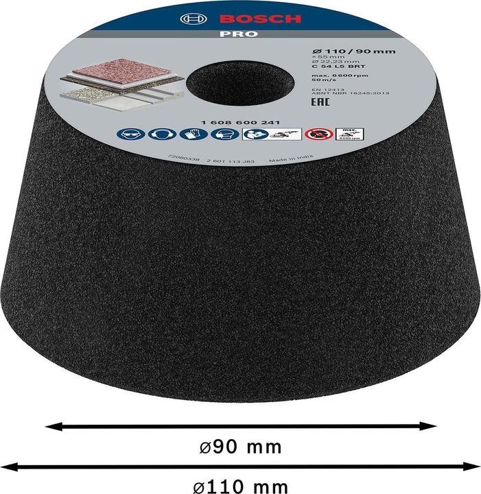 Produktbild Bosch Professional Zubehör PRO Metal Konischer Schleiftopf, 90 x 110 x 55 mm, G54 (60)