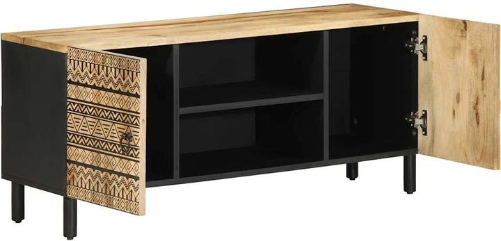 Produktbild VidaXL TV Schrank Lowboard Fernsehschrank Fernsehtisch Schwarz Raues Mangoholz (105 x 33.5 x 46 cm)
