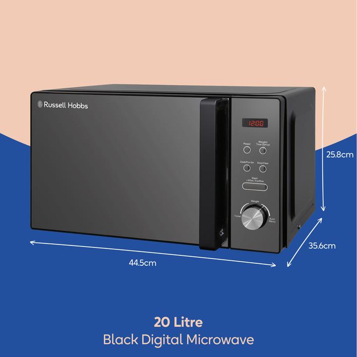 Produktbild Russell Hobbs RHM2076B – 20-Liter-Digitale Mikrowelle, 800 W, Schwarz (CH-Stecker, 20 l)