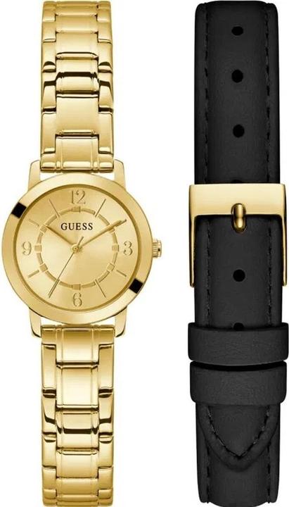 Immagine prodotto Guess P GLD CS W/ CRYS / SUN CHAMP DL / P GLD BRCT / BLK SMTH LTR STRP Orologio da polso (28 mm)