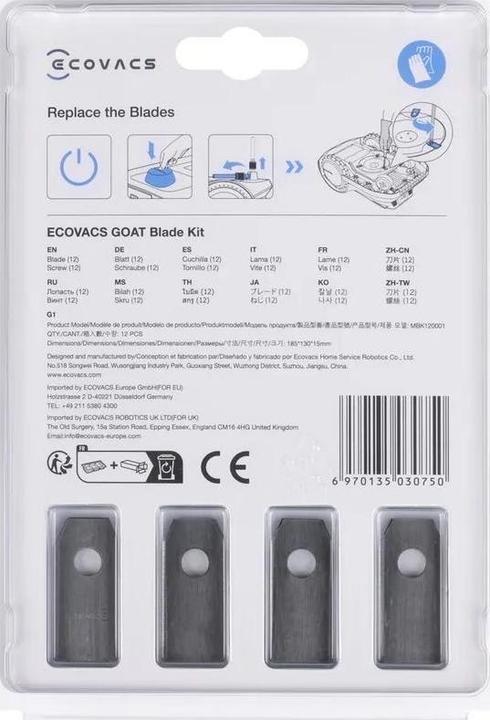 Productafbeelding Ecovacs GOAT GOAT messenset MBK120001 Voor GOAT G1 robotmaaier, mes met schroef, 12 stuks (Automatische maaier, Maaimachine messen + vervangingsmessen tuinmachines)