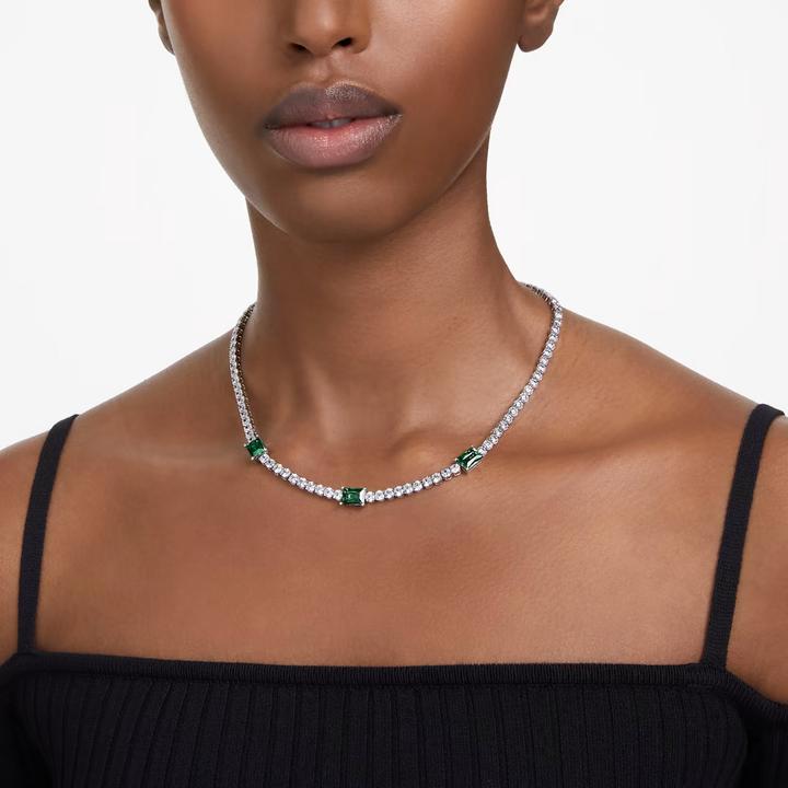 Image du produit Swarovski Matrix Tennis Collier Différentes coupes Vert (Métal Swarovski, 38 - 45 cm)