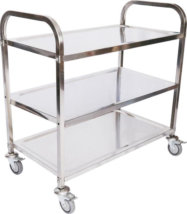 Wiltec Chariot de service Acier affiné 3 Étagères jusqu’à 150kg Desserte Table servante mobile avec frein