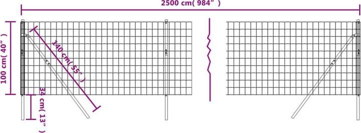Produktbild VidaXL Maschendrahtzaun Anthrazit 1x25 m Verzinkter Stahl