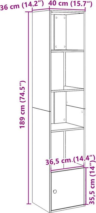 Produktbild VidaXL Bücherregal (40 x 36 x 189 cm)