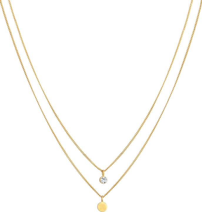 Elli Halskette Layer Plättchen Kristall 925 Silber (925er Sterling Silber, Glaskristall, 40 cm)